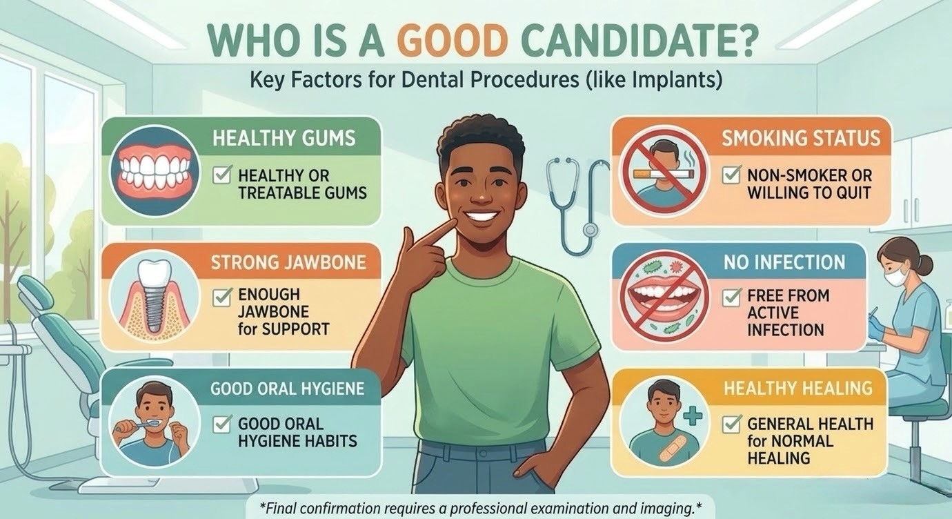 Healthy gums indicating a good candidate for professional dental treatment